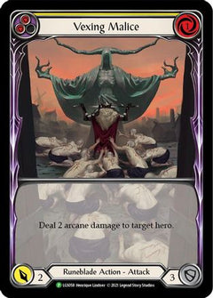 Vexing Malice (Yellow) (Extended Art) - LGS058 (LGS058) [Flesh and Blood: Promo Cards] Rainbow Foil - Deck Out Gaming