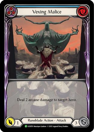 Vexing Malice (Blue) (Extended Art) - LGS059 (LGS059) [Flesh and Blood: Promo Cards] Rainbow Foil - Deck Out Gaming