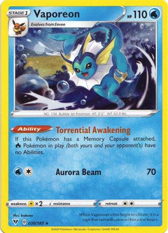 Vaporeon - 030/185 (Cosmos Holo) (30) [Miscellaneous Cards & Products] Holofoil - Deck Out Gaming
