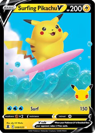 Surfing Pikachu V (8) [Celebrations] Holofoil - Deck Out Gaming