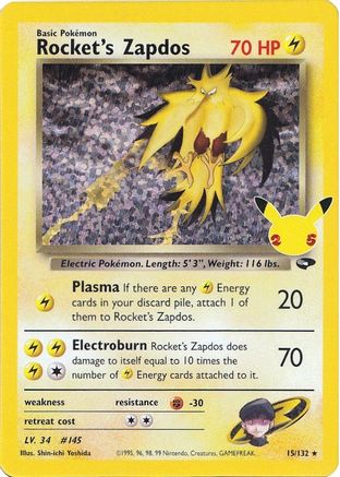 Rocket's Zapdos (15) [Celebrations: Classic Collection] Holofoil - Deck Out Gaming