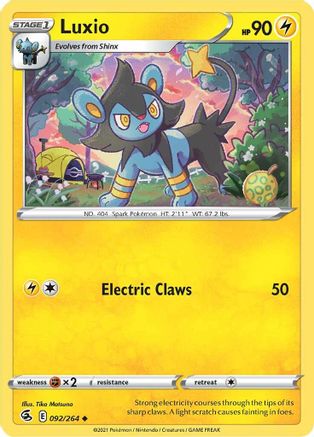 Luxio (92) [SWSH08: Fusion Strike] Reverse Holofoil - Deck Out Gaming