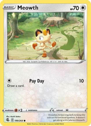 Meowth (199) [SWSH08: Fusion Strike] Reverse Holofoil - Deck Out Gaming