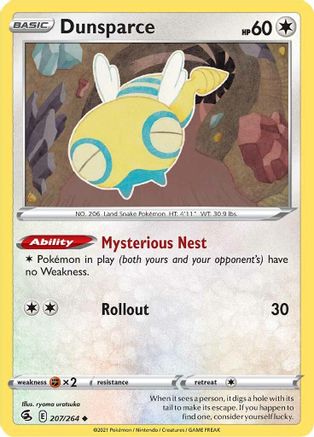 Dunsparce (207) [SWSH08: Fusion Strike] Reverse Holofoil - Deck Out Gaming