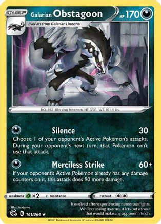 Galarian Obstagoon (161) [SWSH08: Fusion Strike] Reverse Holofoil - Deck Out Gaming
