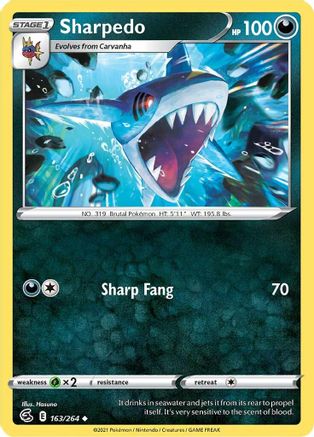 Sharpedo (163) [SWSH08: Fusion Strike] Reverse Holofoil - Deck Out Gaming