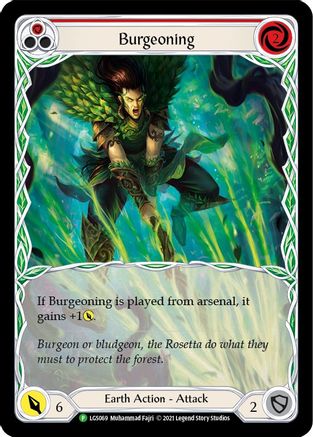 Burgeoning (Red) - LGS069 (LGS069) [Flesh and Blood: Promo Cards] Rainbow Foil - Deck Out Gaming