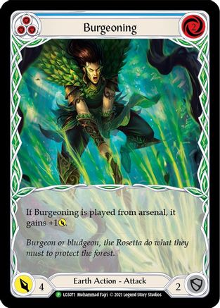 Burgeoning (Blue) - LGS071 (LGS071) [Flesh and Blood: Promo Cards] Rainbow Foil - Deck Out Gaming