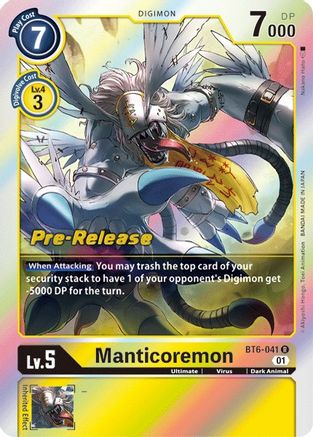 Manticoremon (BT6-041) [Double Diamond Pre-Release Cards] Foil - Deck Out Gaming