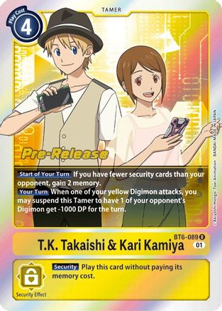 T.K. Takaishi & Kari Kamiya (BT6-089) [Double Diamond Pre-Release Cards] Foil - Deck Out Gaming