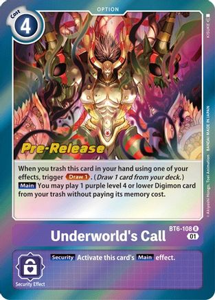 Underworld's Call (BT6-108) [Double Diamond Pre-Release Cards] Foil - Deck Out Gaming