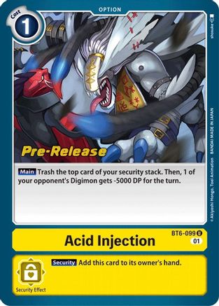 Acid Injection (BT6-099) [Double Diamond Pre-Release Cards] Foil - Deck Out Gaming