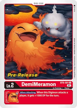 DemiMeramon (BT6-001) [Double Diamond Pre-Release Cards] Foil - Deck Out Gaming