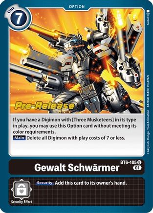 Gewalt Schwarmer (BT6-105) [Double Diamond Pre-Release Cards] Foil - Deck Out Gaming