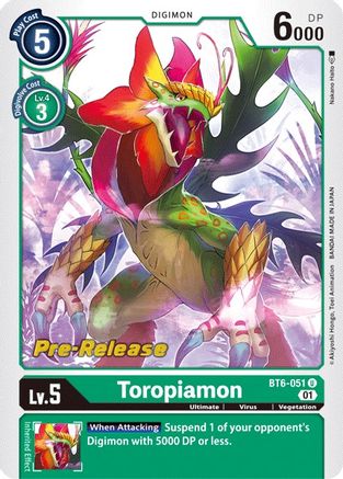 Toropiamon (BT6-051) [Double Diamond Pre-Release Cards] Foil - Deck Out Gaming