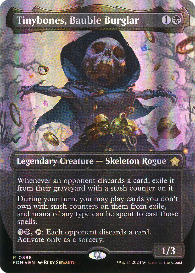 Tinybones, Bauble Burglar (Borderless) (Mana Foil) (388) [Foundations] foil - Deck Out Gaming