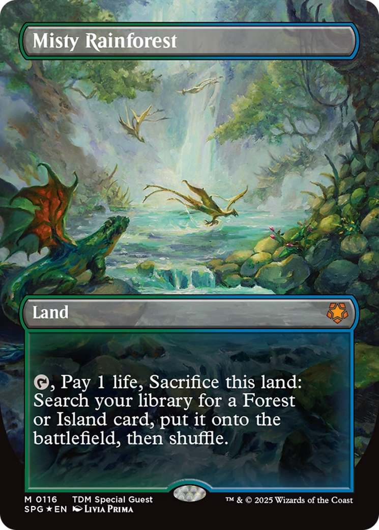 Misty Rainforest (Borderless) (Dragonscale Foil) (116) [Special Guests] foil - Deck Out Gaming