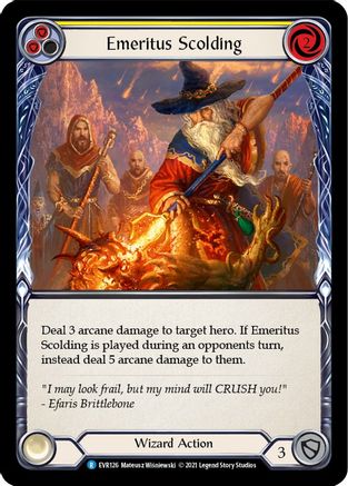 Emeritus Scolding (Yellow) (EVR126) [Everfest] 1st Edition Rainbow Foil - Deck Out Gaming