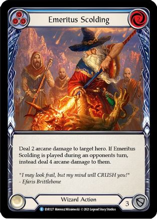 Emeritus Scolding (Blue) (EVR127) [Everfest] 1st Edition Rainbow Foil - Deck Out Gaming