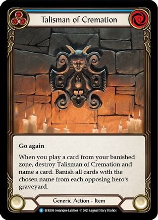 Talisman of Cremation (EVR189) [Everfest] 1st Edition Cold Foil - Deck Out Gaming