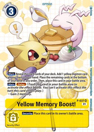 Yellow Memory Boost! - P-037 (Next Adventure Box Promotion Pack) (P-037) [Digimon Promotion Cards] - Deck Out Gaming