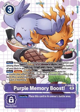 Purple Memory Boost! - P-040 (Next Adventure Box Promotion Pack) (P-040) [Digimon Promotion Cards] - Deck Out Gaming