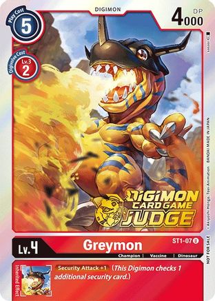 Greymon (Judge Pack 1) (ST1-07) [Starter Deck 01: Gaia Red] Foil - Deck Out Gaming