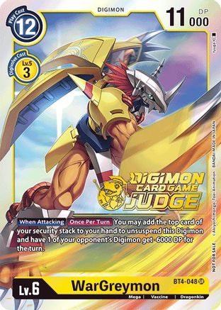 WarGreymon (Judge Pack 1) (BT4-048) [Great Legend] Foil - Deck Out Gaming