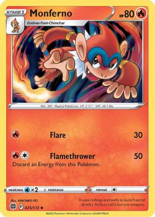 Monferno (25) [SWSH09: Brilliant Stars] - Deck Out Gaming