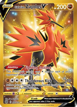 Galarian Zapdos V (Secret) (182) [SWSH09: Brilliant Stars] Holofoil - Deck Out Gaming