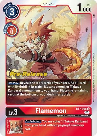 Flamemon (BT7-008) [Next Adventure Pre-Release Cards] Foil - Deck Out Gaming