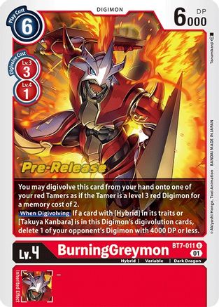 BurningGreymon (BT7-011) [Next Adventure Pre-Release Cards] Foil - Deck Out Gaming