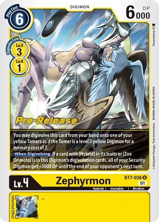 Zephyrmon (BT7-036) [Next Adventure Pre-Release Cards] Foil - Deck Out Gaming