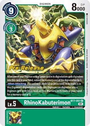 Rhinokabuterimon (BT7-051) [Next Adventure Pre-Release Cards] Foil - Deck Out Gaming