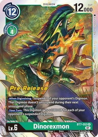 Dinorexmon (BT7-053) [Next Adventure Pre-Release Cards] Foil - Deck Out Gaming