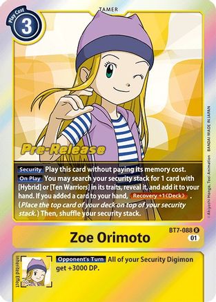 Zoe Orimoto (BT7-088) [Next Adventure Pre-Release Cards] Foil - Deck Out Gaming