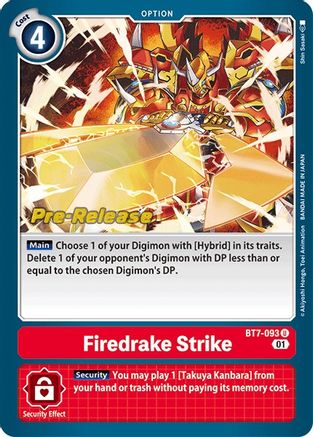 Firedrake Strike (BT7-093) [Next Adventure Pre-Release Cards] Foil - Deck Out Gaming