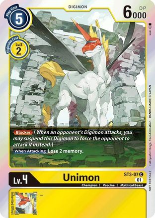 Unimon - ST3-07 (Official Tournament Pack Vol.4) (ST3-07) [Starter Deck 03: Heaven's Yellow] - Deck Out Gaming