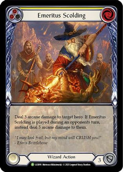 Emeritus Scolding (Yellow) (Extended Art) - LGS091 (LGS091) [Flesh and Blood: Promo Cards] Rainbow Foil - Deck Out Gaming