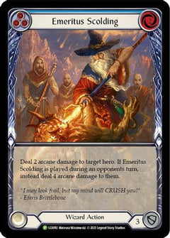 Emeritus Scolding (Blue) (Extended Art) - LGS092 (LGS092) [Flesh and Blood: Promo Cards] Rainbow Foil - Deck Out Gaming