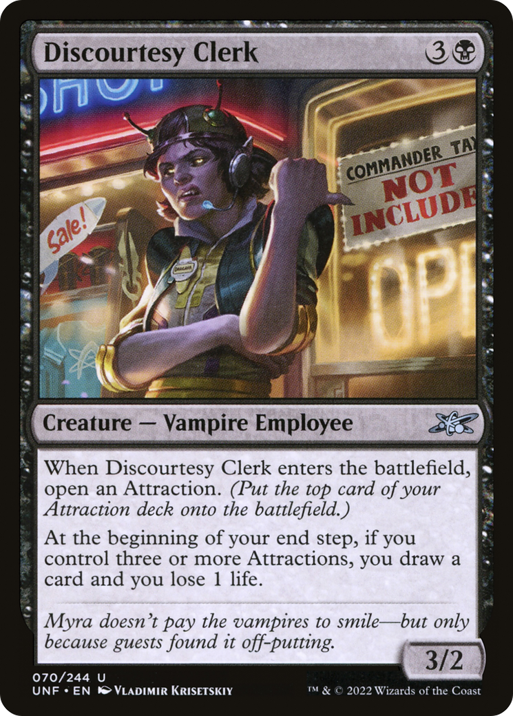 Discourtesy Clerk (70) [Unfinity] foil - Deck Out Gaming