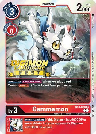 Gammamon (Digimon Card Game Fest 2022) (BT8-008) [Release Special Booster] Foil - Deck Out Gaming