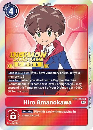 Hiro Amanokawa (Digimon Card Game Fest 2022) (BT8-086) [New Awakening] Foil - Deck Out Gaming