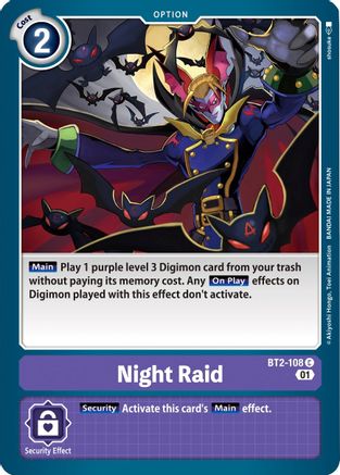 Night Raid (Parallel Rare) (BT2-108) [Starter Deck 10: Parallel World Tactician] - Deck Out Gaming