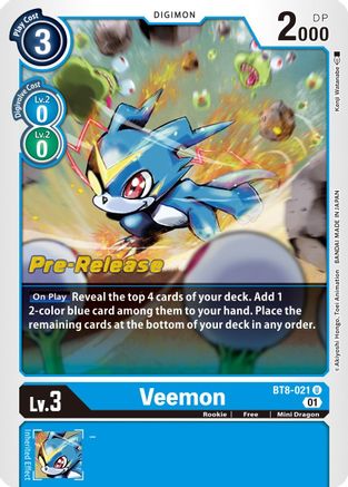 Veemon (BT8-021) [New Awakening Pre-Release Cards] Foil - Deck Out Gaming