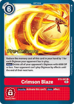 Crimson Blaze (BT8-097) [New Awakening Pre-Release Cards] Foil - Deck Out Gaming