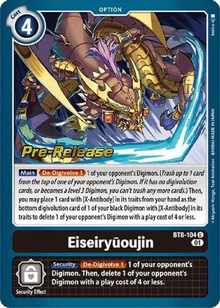 Eiseiryuoujin (BT8-104) [New Awakening Pre-Release Cards] Foil - Deck Out Gaming