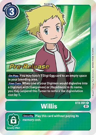 Willis (BT8-091) [New Awakening Pre-Release Cards] Foil - Deck Out Gaming