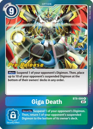 Giga Death (BT8-099) [New Awakening Pre-Release Cards] Foil - Deck Out Gaming