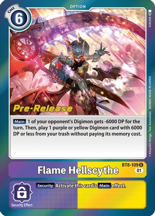 Flame Hellscythe (BT8-109) [New Awakening Pre-Release Cards] Foil - Deck Out Gaming